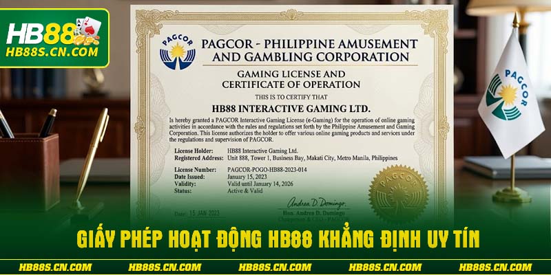 Giấy phép hoạt động HB88 khẳng định uy tín